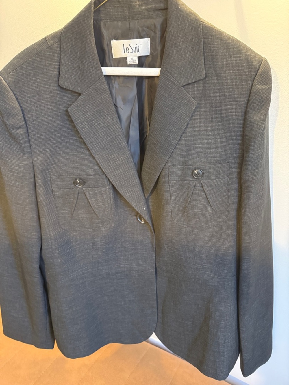 Le Suit Women's Charcoal Gray Tailored Blazer